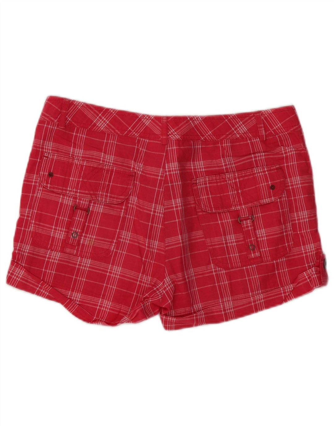 CHAMPION Hot Pants Feminino Pequeno W32 Xadrez Vermelho