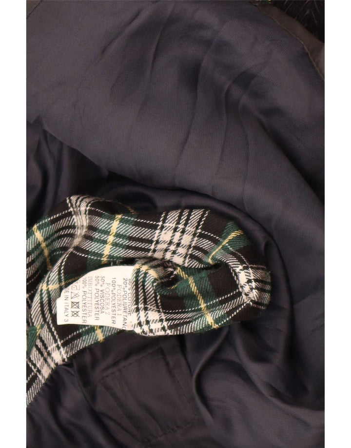 Jaqueta masculina vintage de algodão encerado UK 38 médio preto
