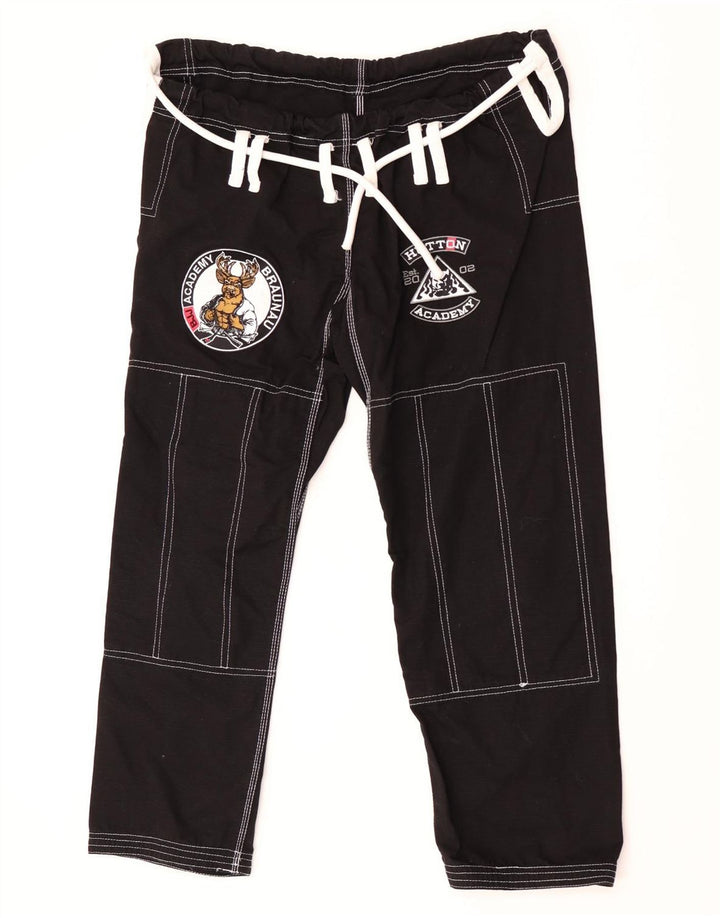 Calça de treino masculina vintage com estampa gráfica grande de algodão preto