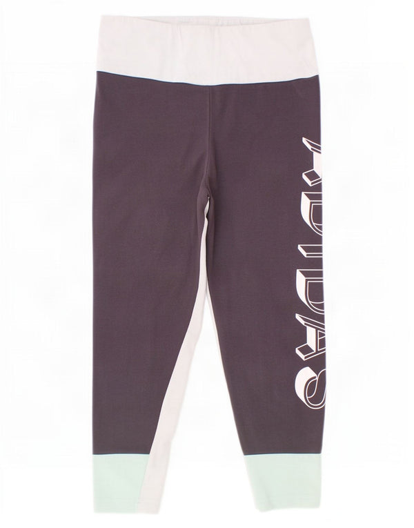 Leggings gráficas Adidas para meninas 9-10 anos cinza colorblock algodão