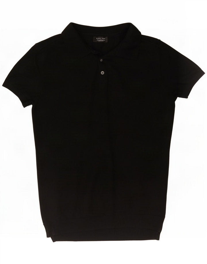 Zara Camisa polo masculina média preta