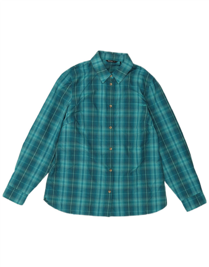 Camisa feminina Rohan UK 12 poliéster xadrez azul médio