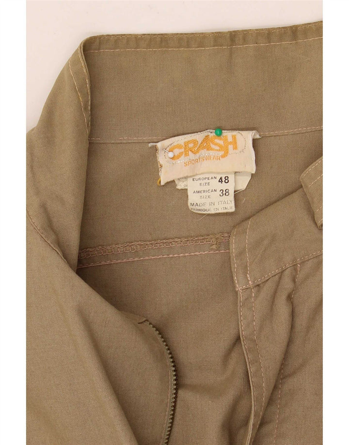 Jaqueta utilitária masculina vintage EU 48 algodão cáqui médio