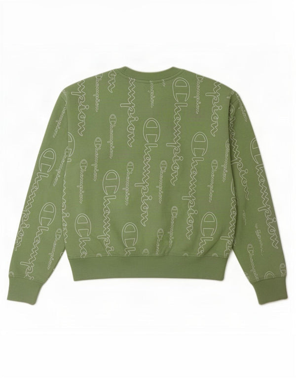Champion feminino gráfico moletom jumper UK 14 médio algodão verde