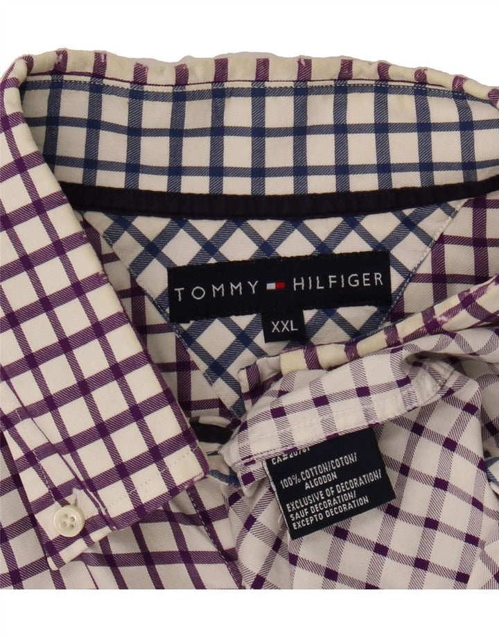 TOMMY HILFIGER Mens Shirt 2XL Purple Check Cotton Vintage Tommy Hilfiger and Second-Hand Tommy Hilfiger from Messina Hembry 