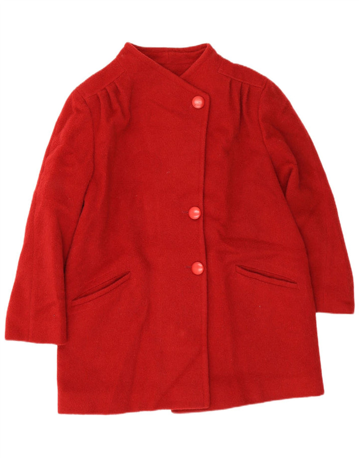Sobretudo feminino vintage UK 18 XL lã virgem vermelha