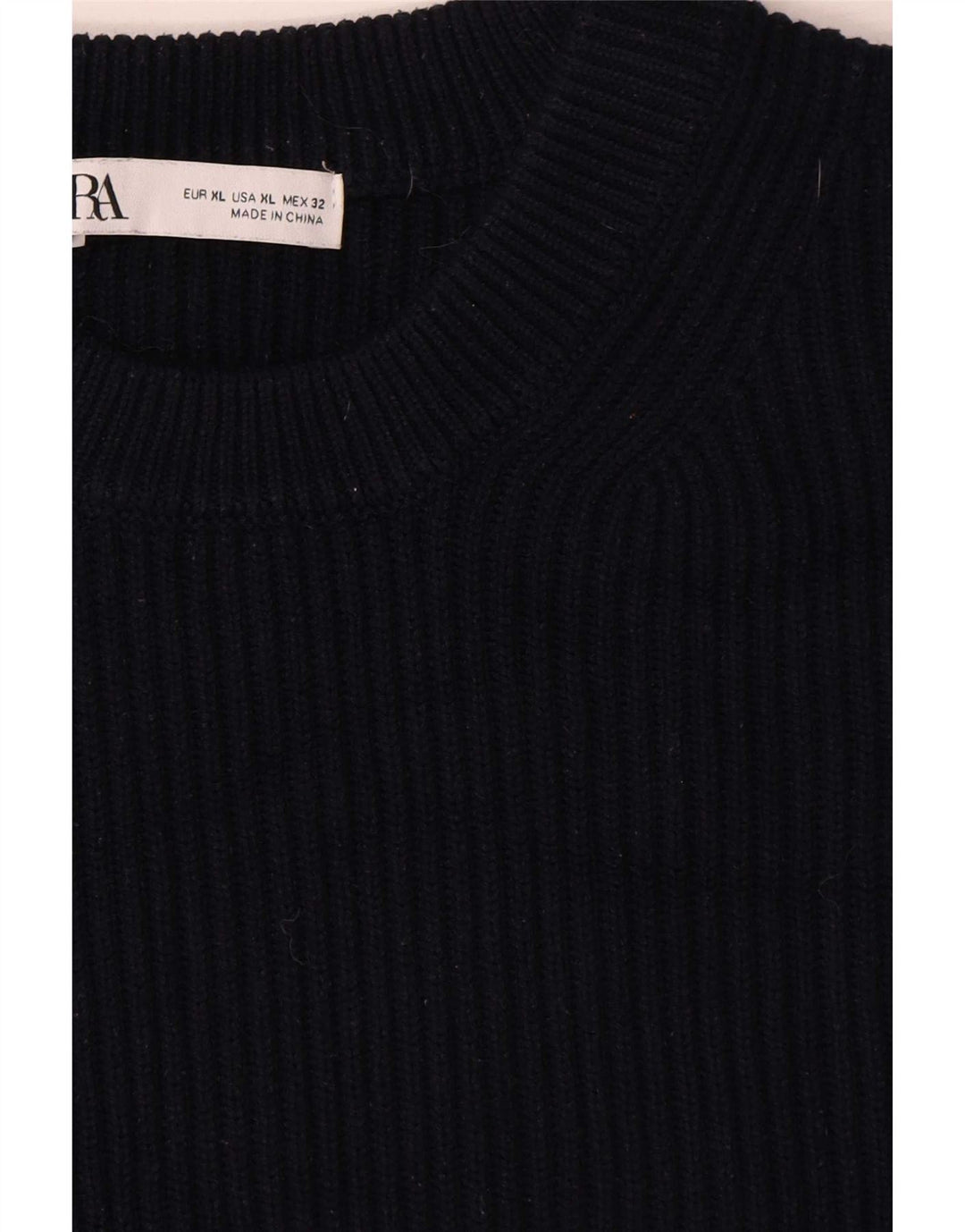 Zara Suéter feminino oversized com gola redonda Reino Unido 18 XL azul marinho poliéster
