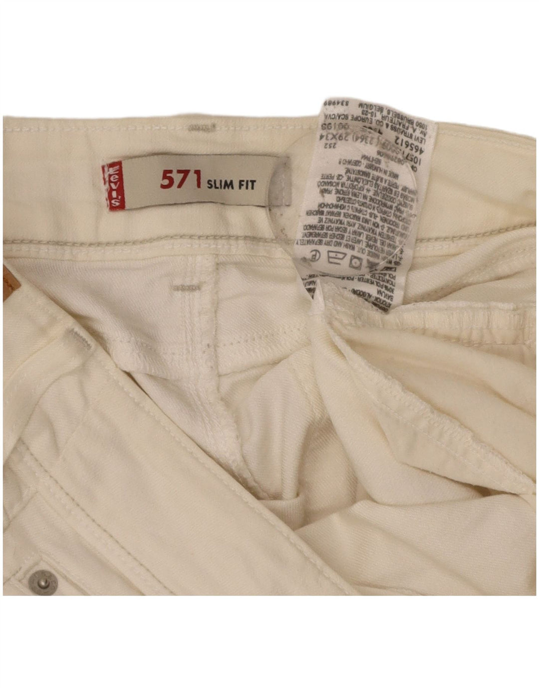 Levi's feminino 571 slim jeans w29 l34 algodão branco