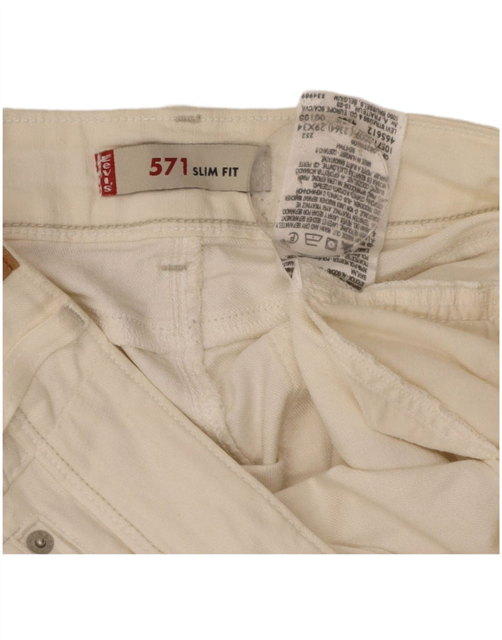 Levi's feminino 571 slim jeans w29 l34 algodão branco