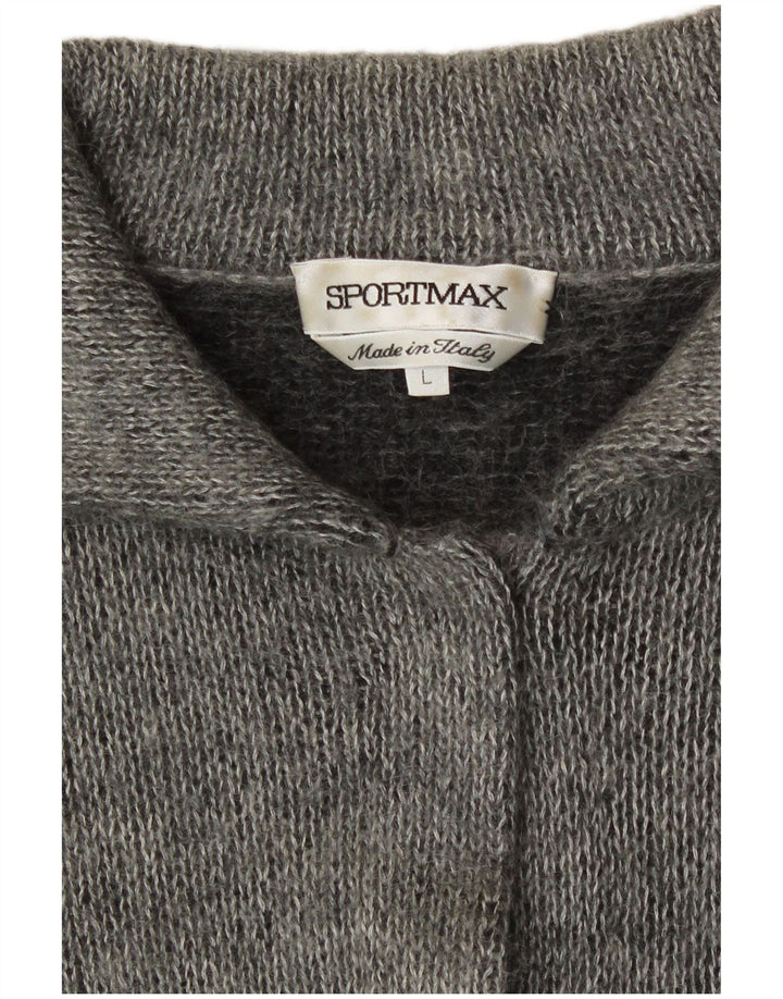 Suéter cardigã feminino Sportmax UK 16 grande cinza