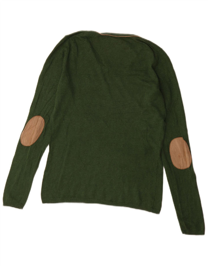 Suéter feminino Massimo Dutti com gola canoa Reino Unido 12 seda verde médio