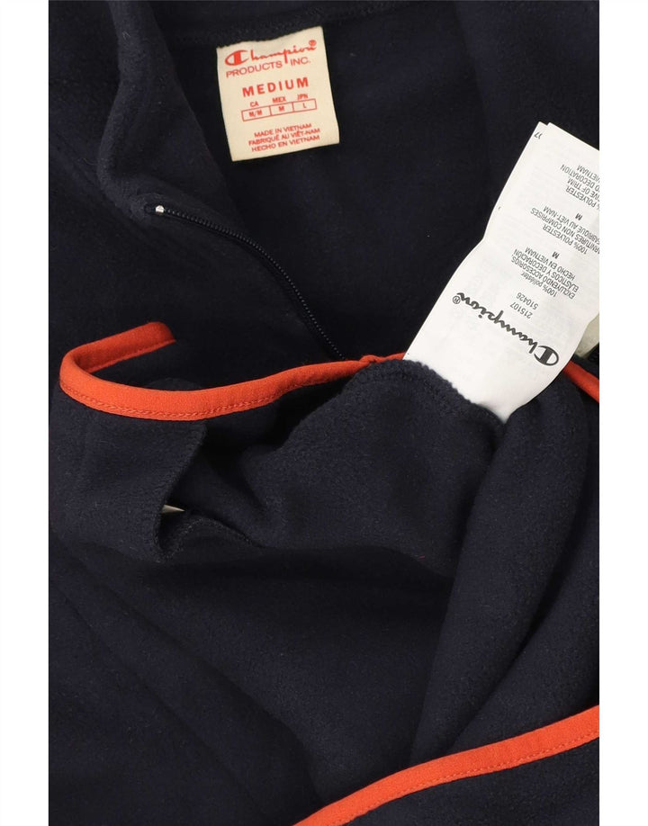 Jumper masculino Champion de lã com zíper e gola média azul marinho poliéster