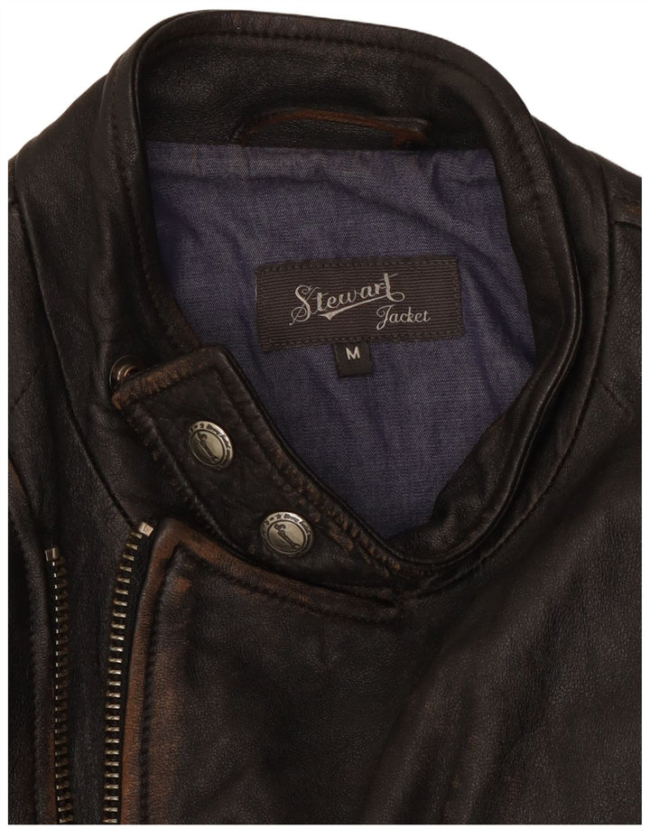 Jaqueta masculina Stewart de couro Racer Reino Unido 38 couro marrom médio