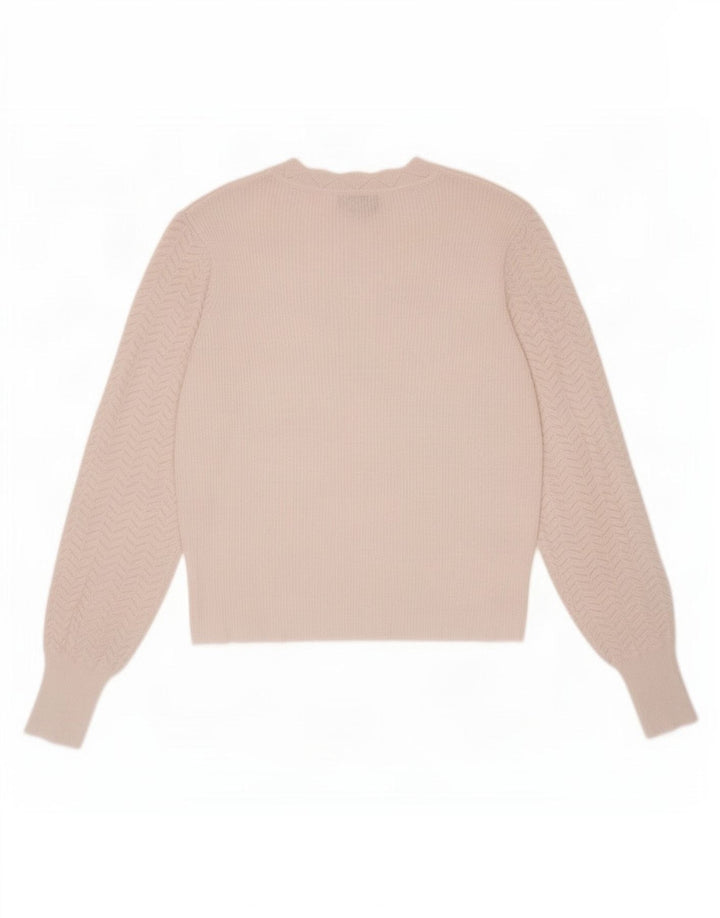 Suéter feminino Oasis com gola redonda UK 12 poliéster branco médio
