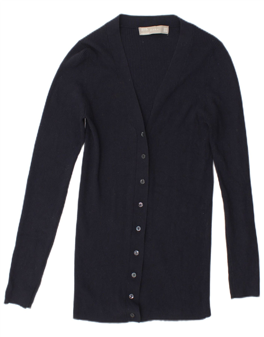 Suéter cardigã feminino Zara Reino Unido 14 médio azul marinho