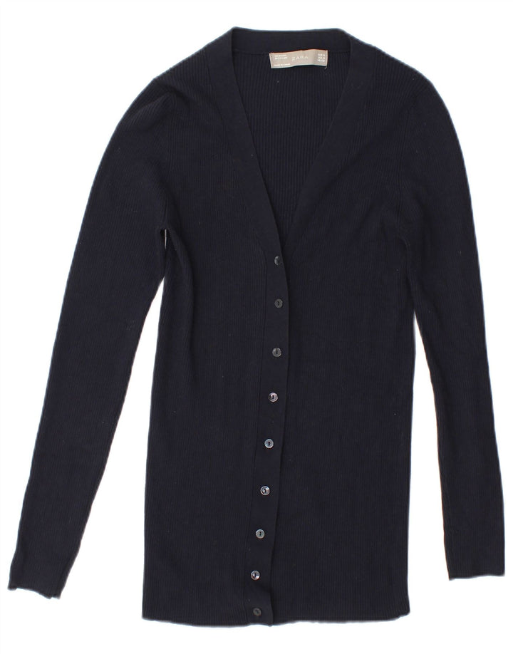 Suéter cardigã feminino Zara Reino Unido 14 médio azul marinho