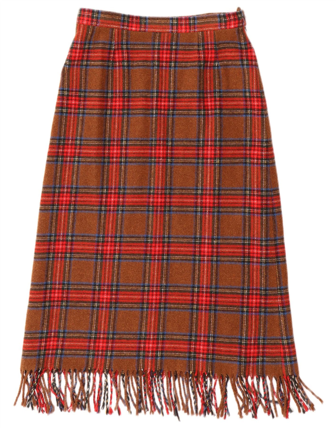 Saia vintage feminina linha A W26 pequena xadrez marrom