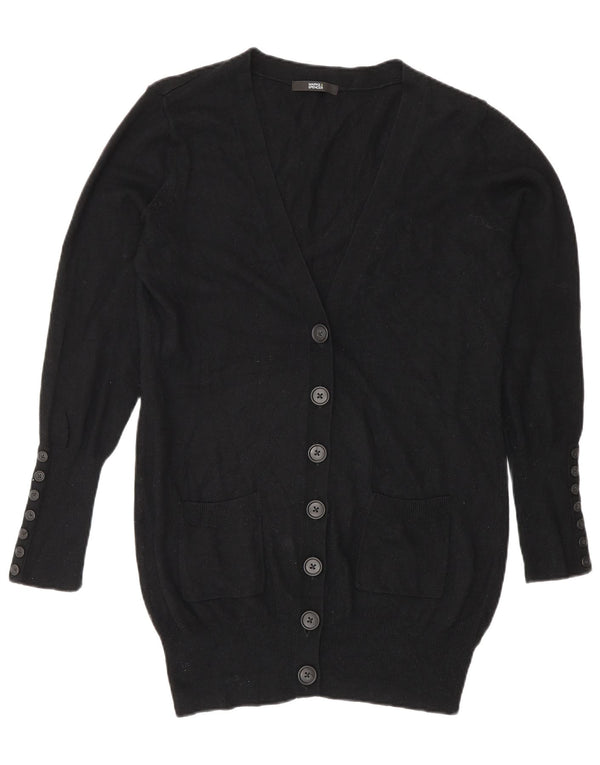 Suéter cardigã feminino Longline da Marks & Spencer Reino Unido 12 viscose preta média