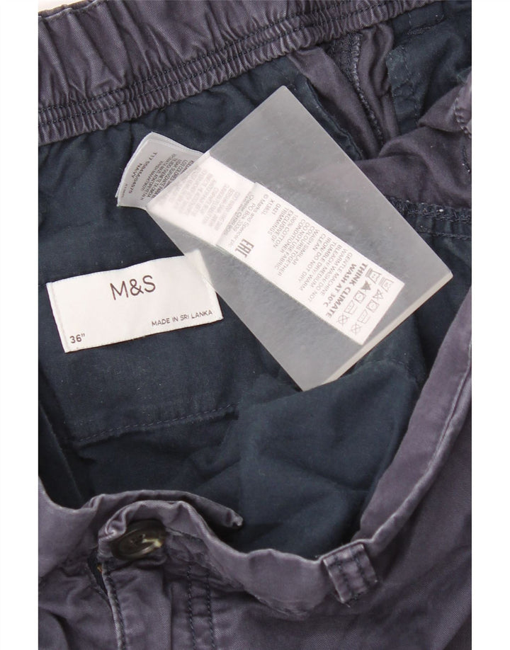 Shorts chino masculino Marks & Spencer W36 grande algodão azul marinho