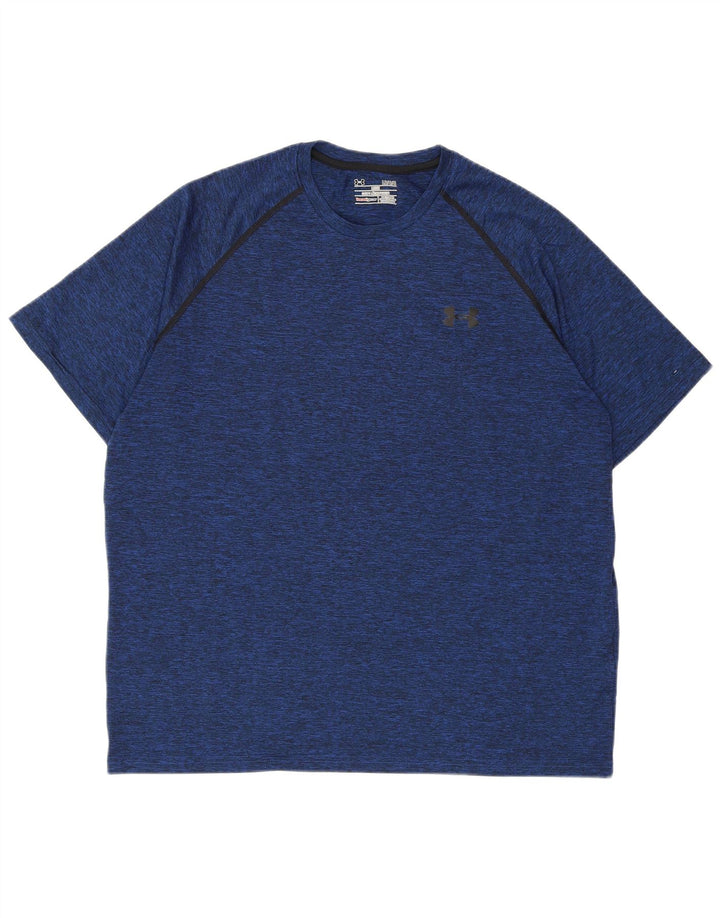 Camiseta masculina Under ARMOR Heat Gear grande poliéster manchado azul
