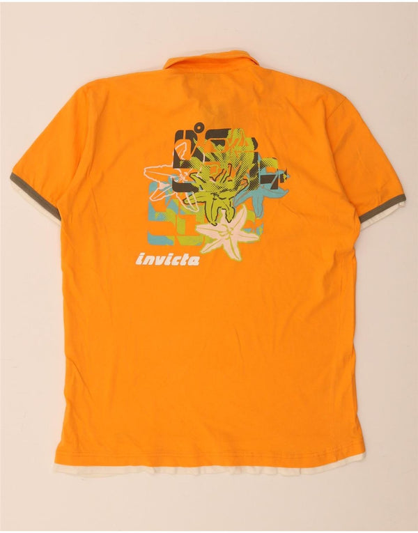 Camisa pólo gráfica masculina Invicta XL laranja colorblock algodão