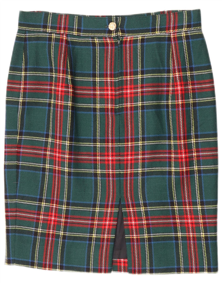 Saia lápis feminina vintage W30 xadrez verde médio