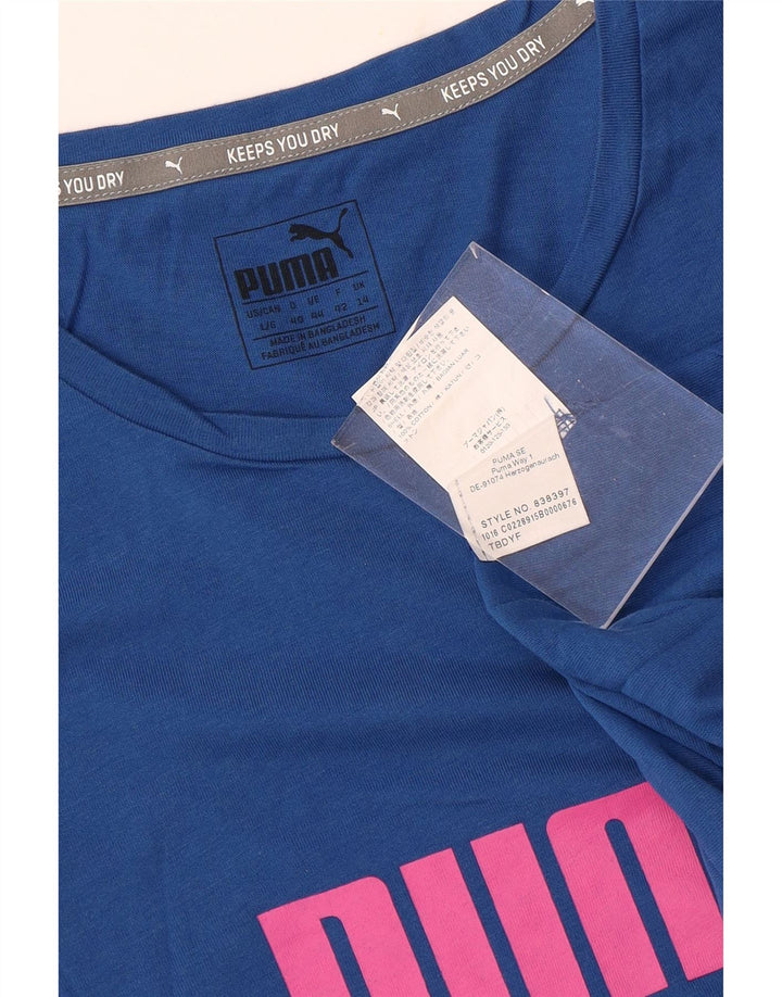 Camiseta feminina Puma Graphic UK 14 algodão azul médio
