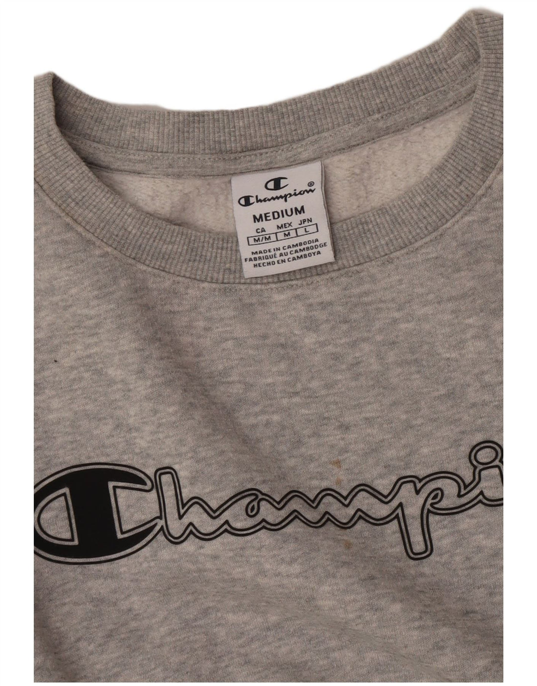 Champion moletom gráfico feminino jumper UK 14 cinza médio manchado