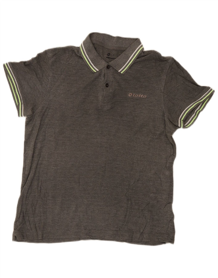 Camisa polo masculina Lotto cinza médio manchado