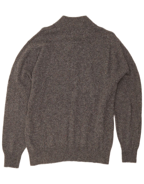 Suéter masculino Orvis com zíper e gola em lã manchada cinza médio