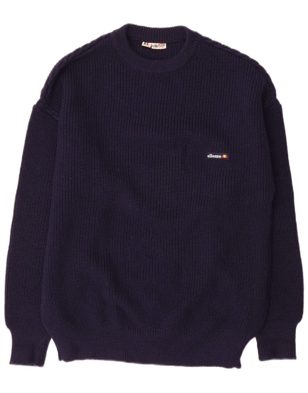 Suéter masculino Ellesse com gola redonda IT 52 grande lã azul marinho