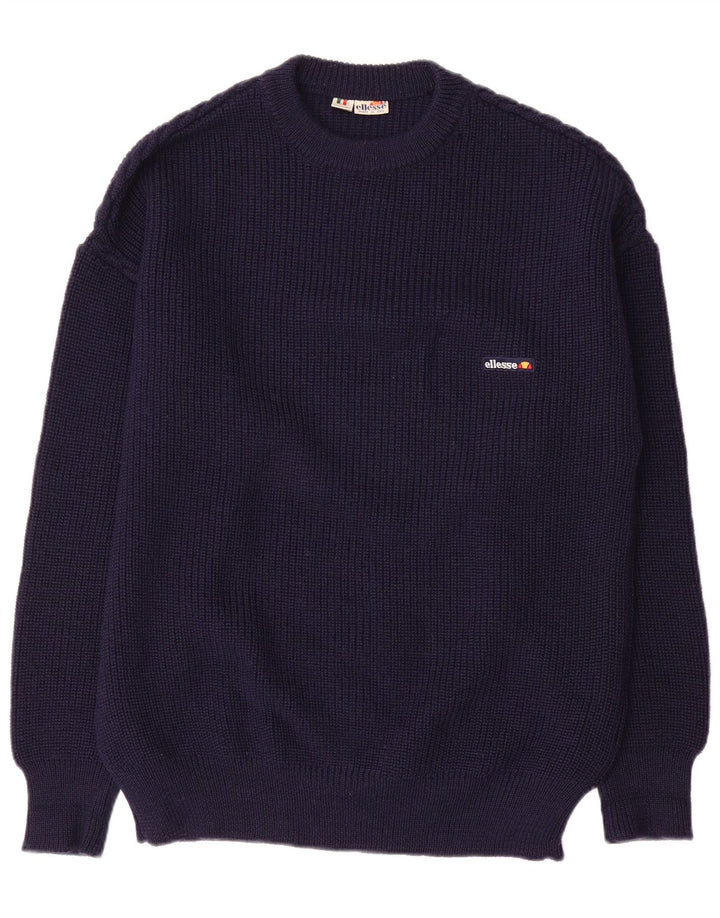 Suéter masculino Ellesse com gola redonda IT 52 grande lã azul marinho