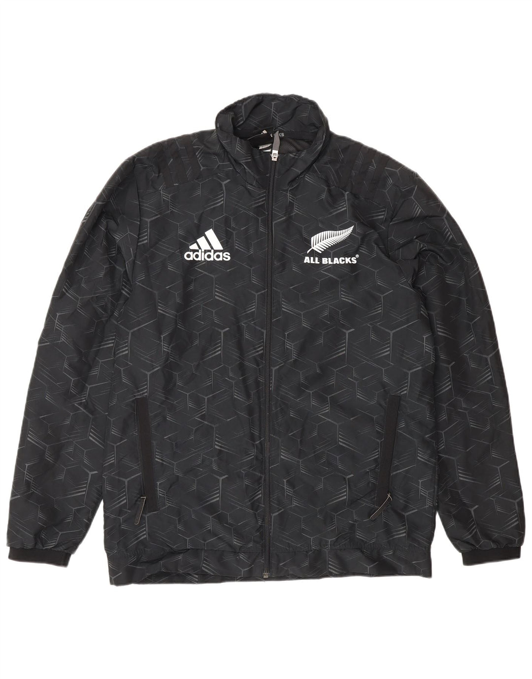 Adidas Mens All Blacks Graphic Treino Top Jaqueta Pequena Geométrica Preta