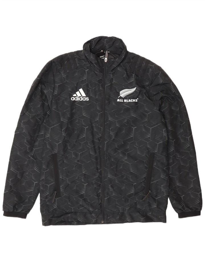 Adidas Mens All Blacks Graphic Treino Top Jaqueta Pequena Geométrica Preta