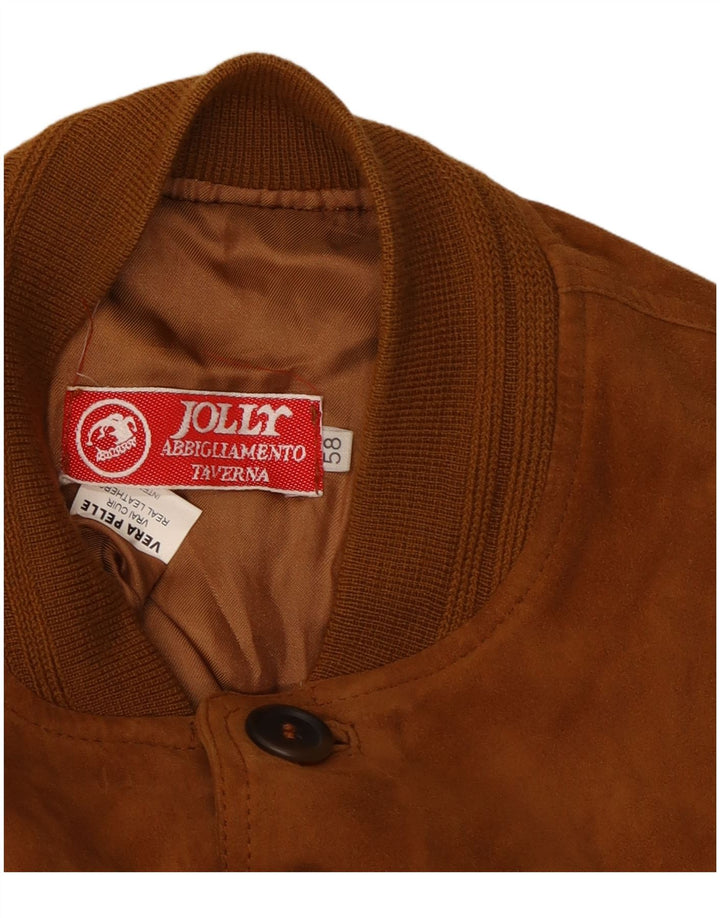 Jaqueta bomber masculina Jolly de camurça IT 58 4XL couro marrom