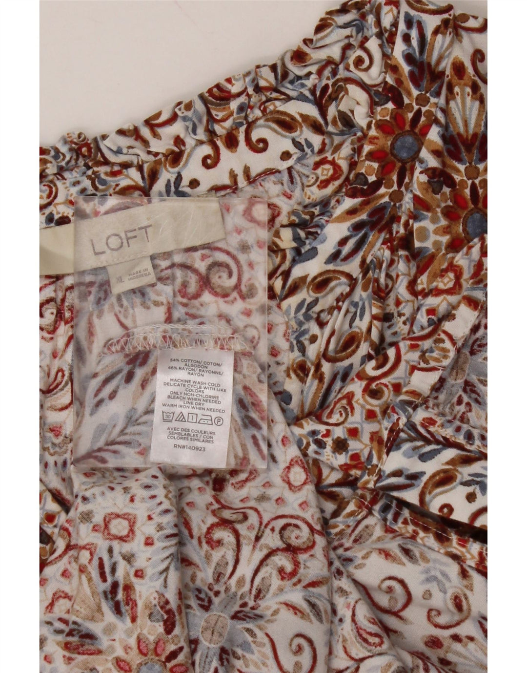 Blusa feminina LOFT com camisa overshirt Reino Unido 18 XL algodão paisley multicolorido