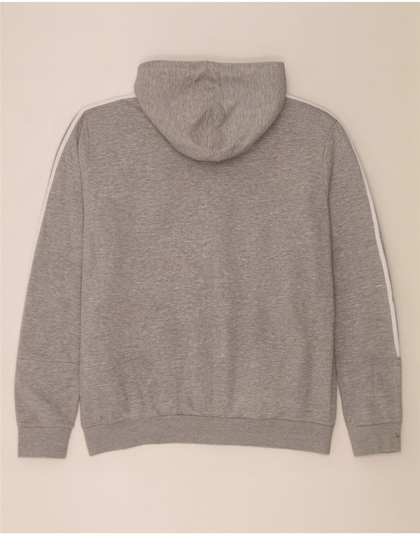 Adidas masculino zip moletom com capuz 2XL algodão manchado cinza