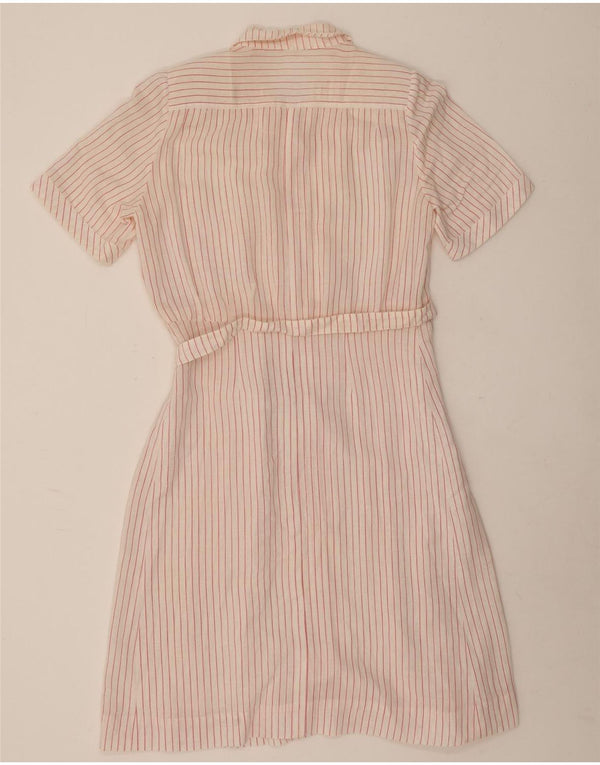 Vestido camisa feminino vintage de mangas curtas Reino Unido 14 listrado vermelho médio