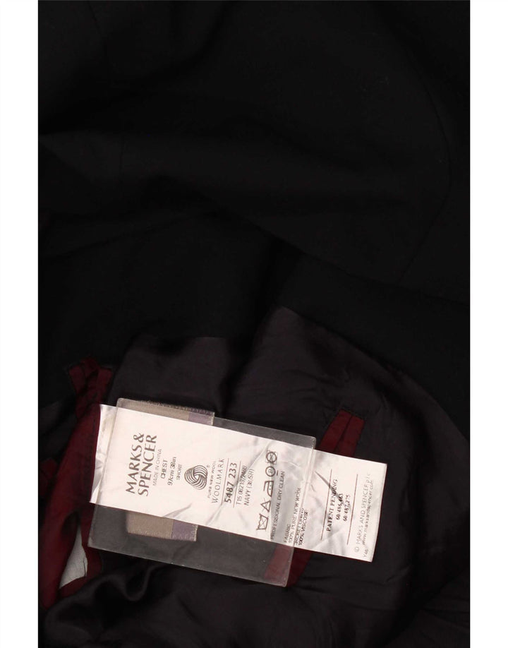Jaqueta blazer masculina de 3 botões Marks & Spencer Reino Unido 38 médio azul marinho nova lã