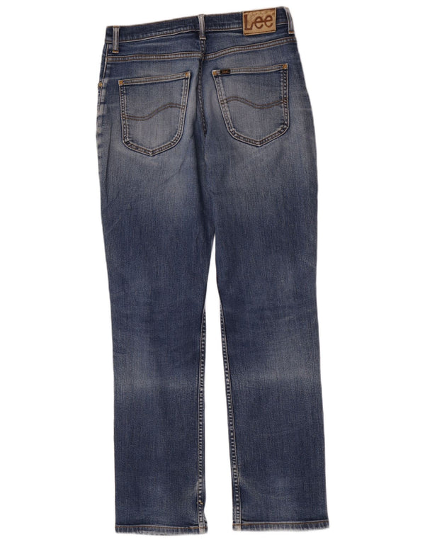 Lee Mens Brooklyn Straight Jeans W33 L34 Azul Algodão