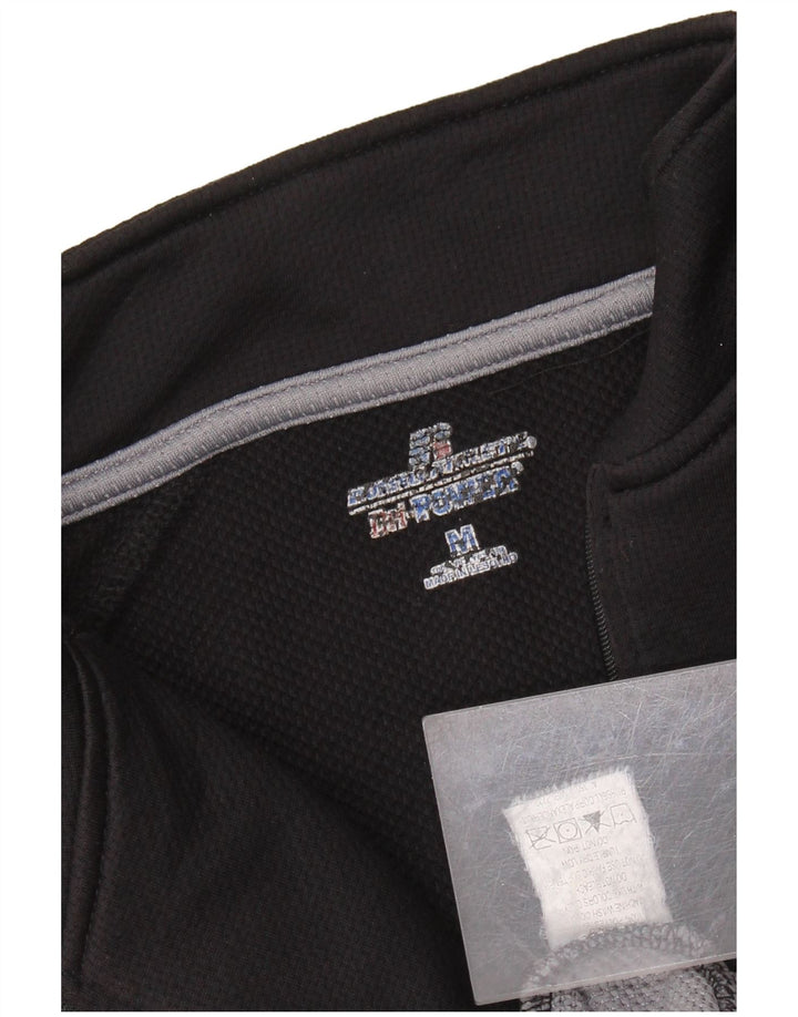Russell Athletic Mens Zip Neck Top Manga Longa Médio Poliéster Preto