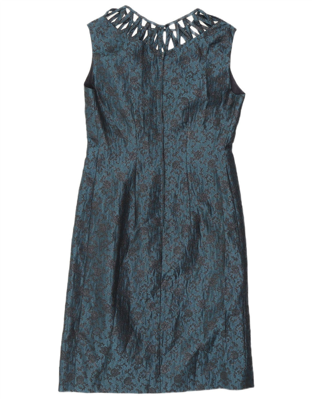 Conjunto feminino vintage de 2 botões e 2 peças Reino Unido 12 floral azul médio