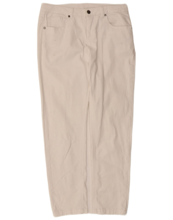 Calça jeans reta feminina Hobbs UK 12 médio W30 L27 algodão branco