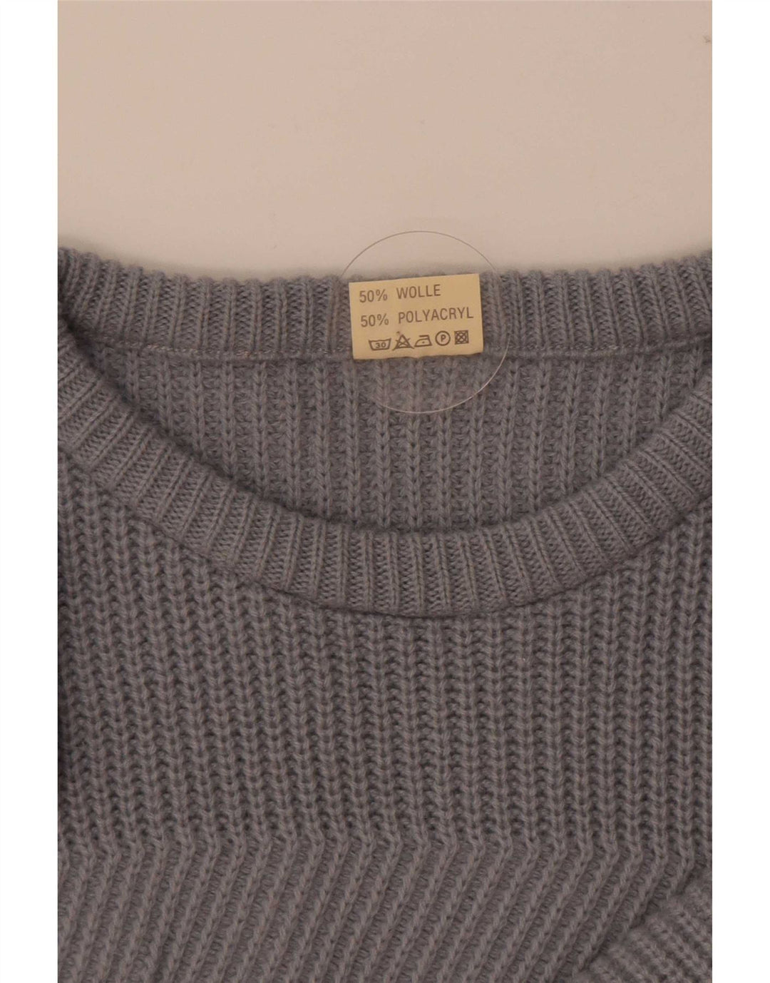 Suéter vintage masculino com gola redonda IT 50/52 grande lã cinza