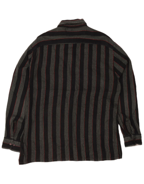 Camisa Overshirt Masculina Mochileiro Grande Acrílico Listrado Cinza