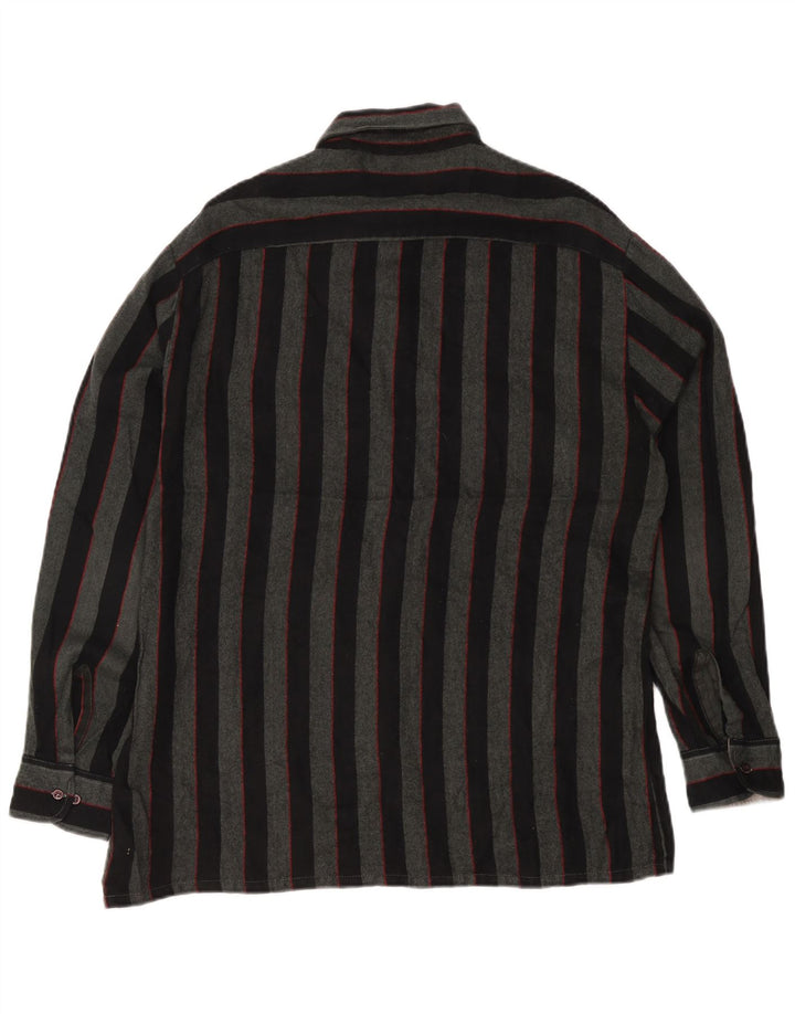 Camisa Overshirt Masculina Mochileiro Grande Acrílico Listrado Cinza