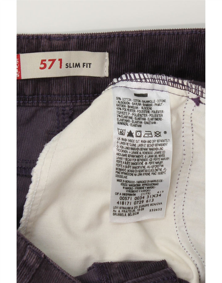 LEVI'S Womens 571 Slim Corduroy Trousers W31 L34 Purple Cotton Vintage Levi's and Second-Hand Levi's from Messina Hembry 