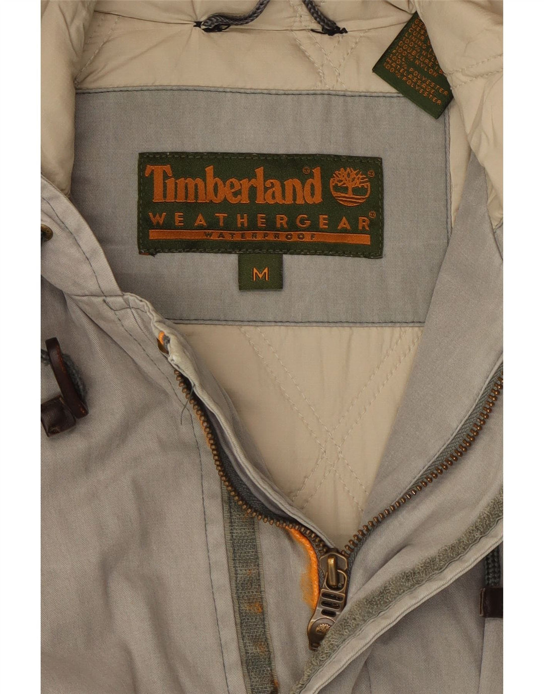 Casaco corta-vento masculino TIMBERLAND com capuz UK 38 algodão cinza médio