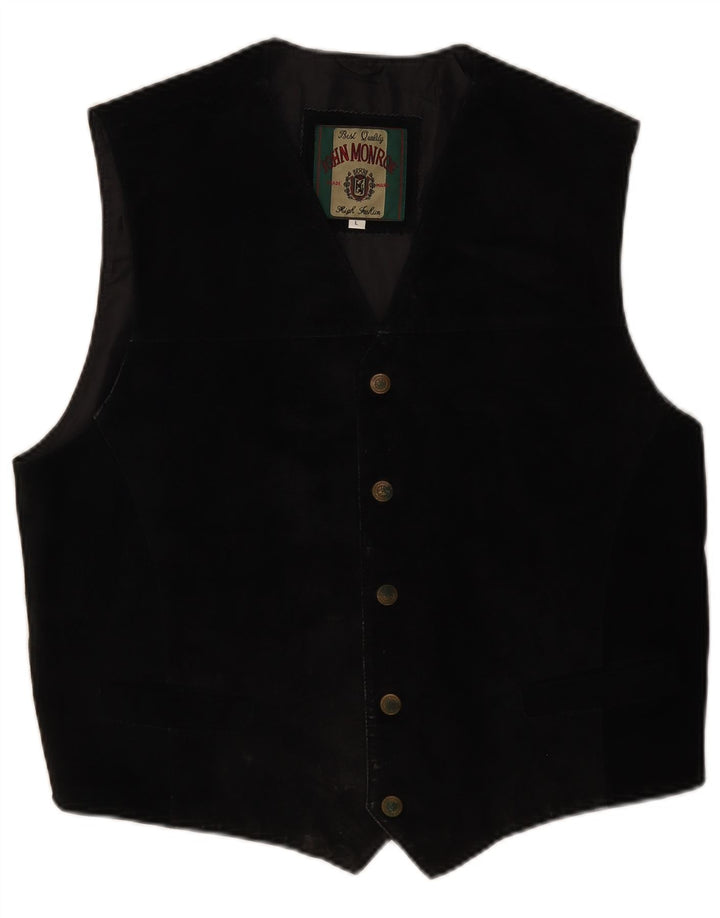 Colete masculino de camurça John Monroe grande couro preto