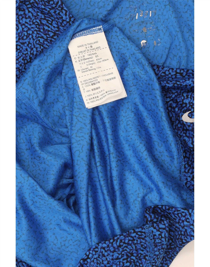 Camiseta feminina Nike UK 12 poliéster geométrico azul médio